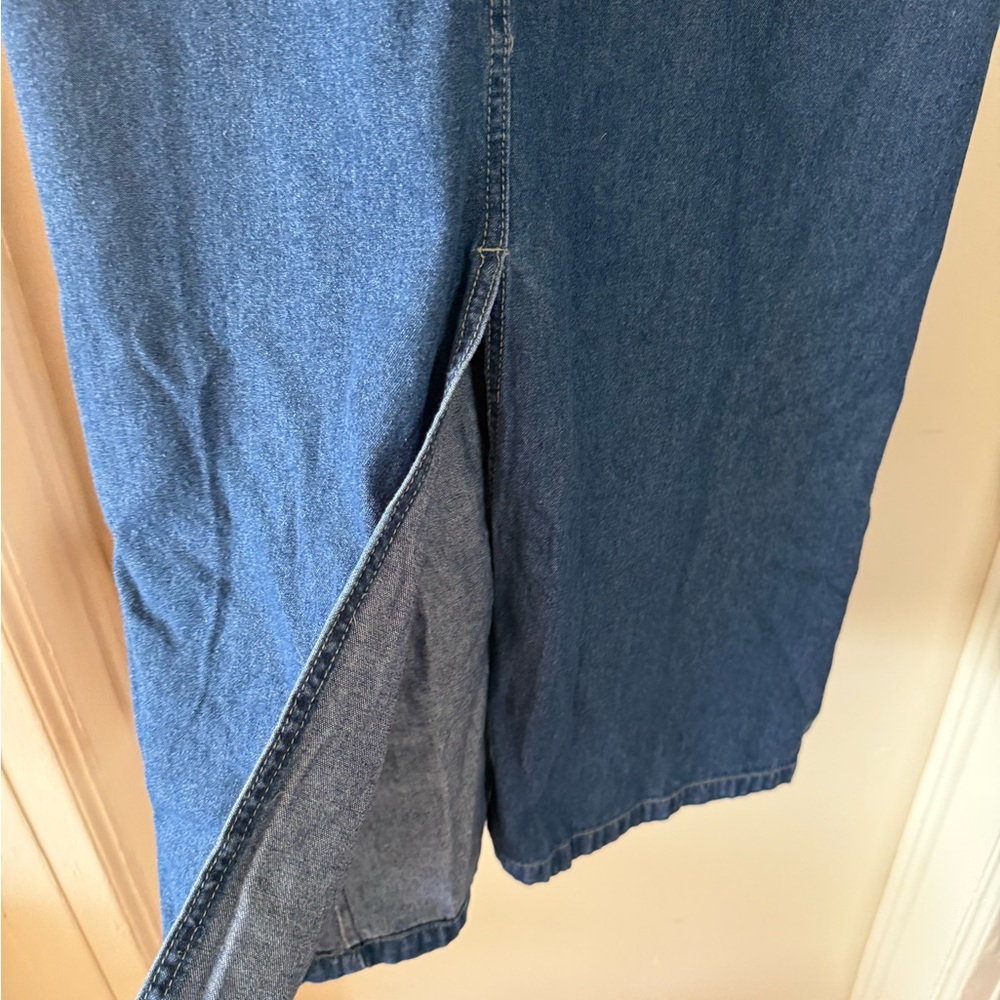 Denim Midi Dress with American Flag Patch - Picture 3 of 4